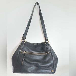 The Sak Dark Gray Soft Pebbled‎ Leather Bag Double Handle Hobo Purse Women